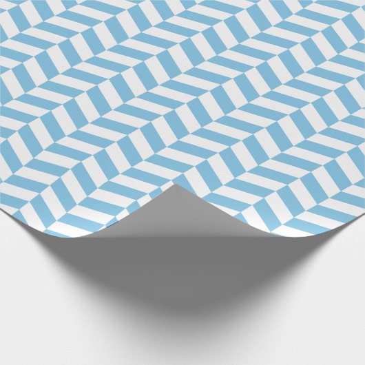Licht blauw en Wit Herringbone Wrapping Paper Cadeaupapier (Hoek)