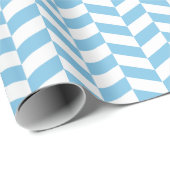 Licht blauw en Wit Herringbone Wrapping Paper Cadeaupapier (Rol Hoek)