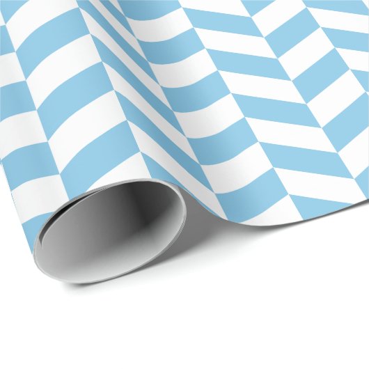 Licht blauw en Wit Herringbone Wrapping Paper Cadeaupapier (Rol Hoek)
