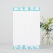Licht blauw en wit labyrint briefpapier (Staand voorkant)