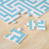 Licht blauw en wit labyrint legpuzzel (Zijkant)