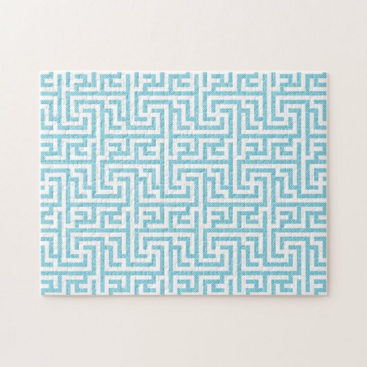 Licht blauw en wit labyrint legpuzzel (Horizontaal)