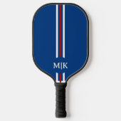 Licht Blauw en Wit | Modern Monogram Pickleball Paddle (Voorkant)