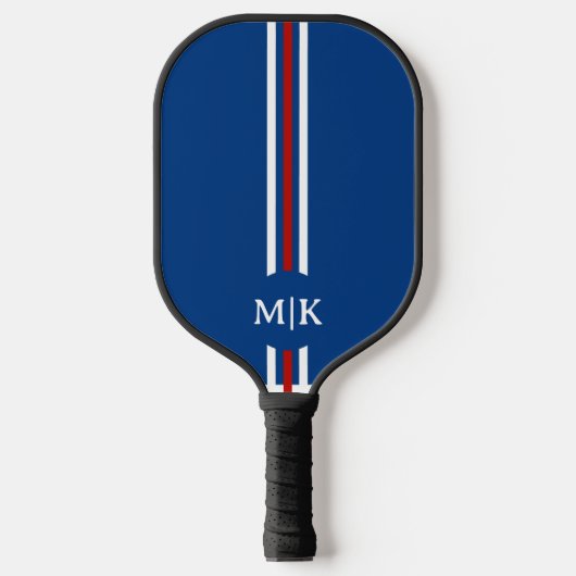 Licht Blauw en Wit | Modern Monogram Pickleball Pickleball Paddle (Voorkant)