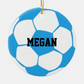 Licht blauw en wit Voetbal*Aangepast Keramisch Ornament (Voorkant)