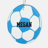 Licht blauw en wit Voetbal*Aangepast Keramisch Ornament (Links)
