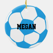 Licht blauw en wit Voetbal*Aangepast Keramisch Ornament (Achterkant)