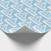 Licht blauw en wit zeilboot omslagpapier cadeaupapier (Hoek)