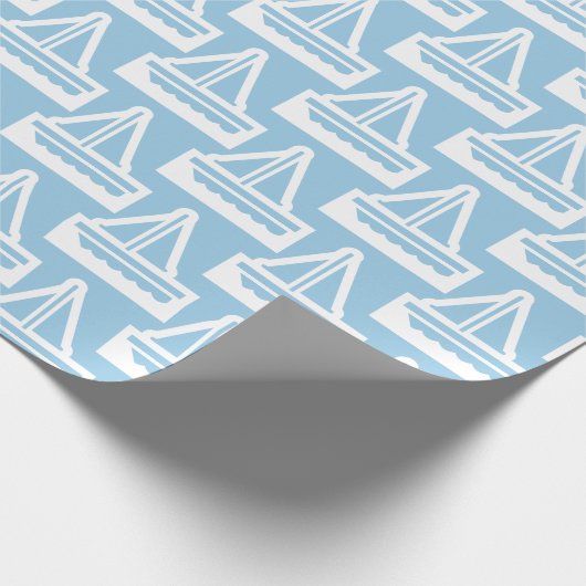 Licht blauw en wit zeilboot omslagpapier cadeaupapier (Hoek)