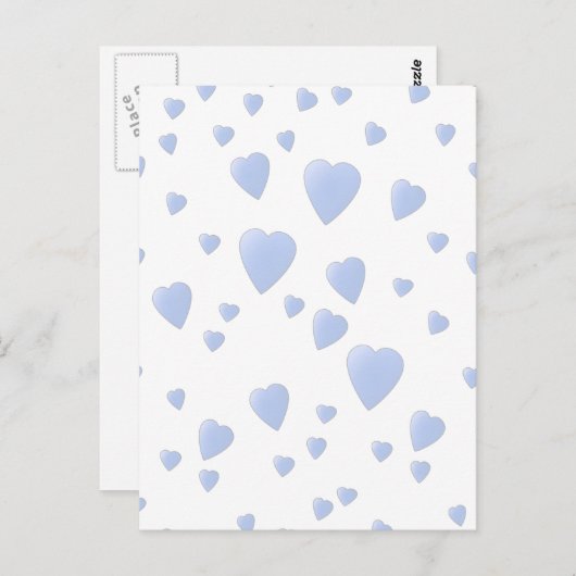 Licht blauw en witte liefde harten patroon. briefkaart (Voorkant / Achterkant)