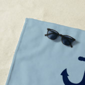 Licht Blauw en Witte Stripe Persoonlijke Elegant Strandlaken (In situ)