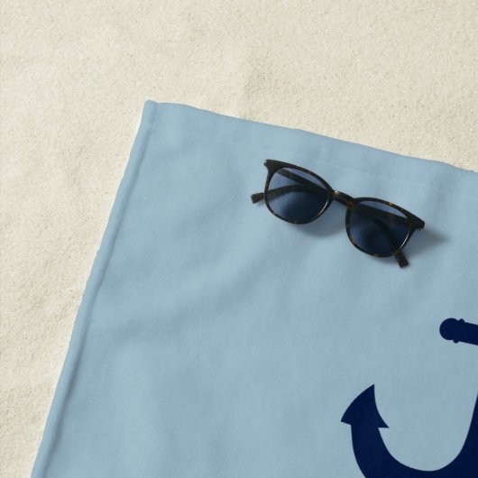 Licht Blauw en Witte Stripe Persoonlijke Elegant Strandlaken (In situ)