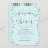 Licht blauw en zilver Verloving Shower Kaart (Voorkant / Achterkant)