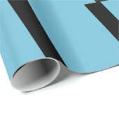 Licht blauw en zwart gestreept omslagpapier cadeaupapier (Rol Hoek)
