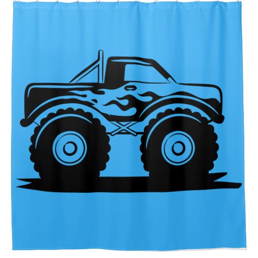 Licht blauw en zwart monster-witschoeisel douchegordijn (Voorkant)