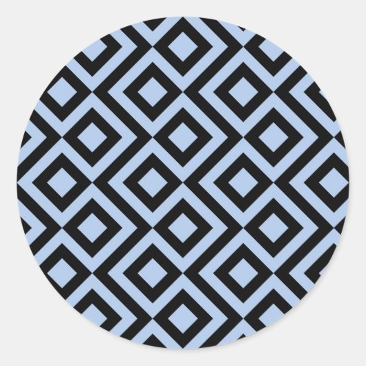 Licht blauw en zwart ronde sticker (Voorkant)