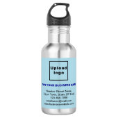 Licht blauw etiket voor bedrijfsinformatie waterfles  (Voorkant)