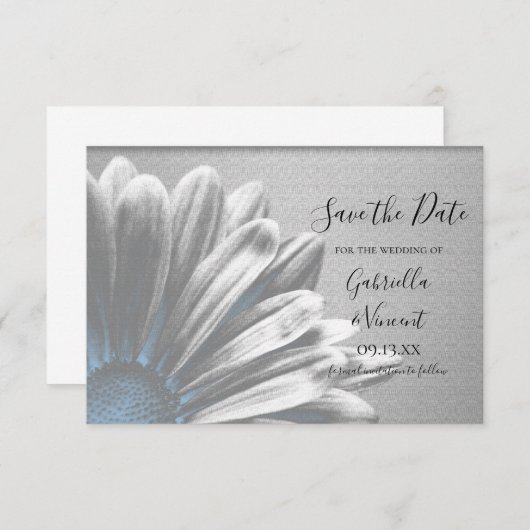 Licht Blauw Floral Hoogtepunten Bieden de Datum sp Save The Date (Voorkant / Achterkant)