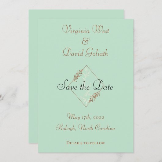 Licht Blauw Gedetailleerd sparen de Datum Kaart va (Voorkant / Achterkant)