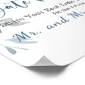 Licht Blauw Geel Groen Floral Datum Nachtteken Poster (Hoek)