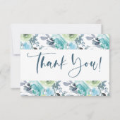 Licht Blauw Geel Groen Floral Elegant Bedankkaart (Voorkant)