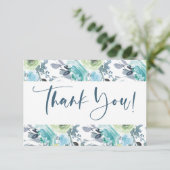 Licht Blauw Geel Groen Floral Elegant Bedankkaart (Staand voorkant)