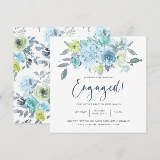 Licht Blauw Geel Groen Floral Elegant Verloving (Voorkant / Achterkant)