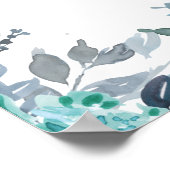 Licht Blauw Geel Groen Floral Wedding Poster (Hoek)