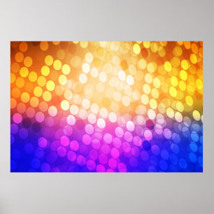 Licht Blauw, Geel patroon met bollen. Blurred b Poster