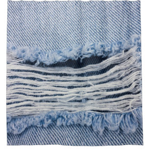 Licht blauw gescheurde joodse textuur. douchegordijn