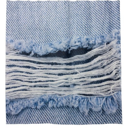 Licht blauw gescheurde joodse textuur. douchegordijn (Voorkant)