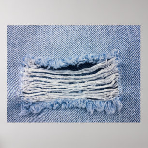 Licht blauw gescheurde joodse textuur. poster