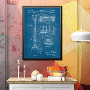 Licht blauw   Gitaar Patent Poster