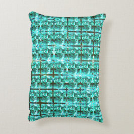 Licht blauw glanzend, kwadraten of afbeelding in h accent kussen