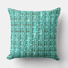 Licht blauw glanzend, kwadraten of afbeelding in h buitenkussen