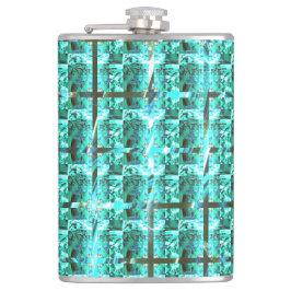 Licht blauw glanzend, kwadraten of afbeelding in h heupfles