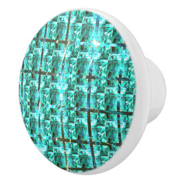 Licht blauw glanzend, kwadraten of afbeelding in h keramische knop