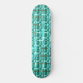 Licht blauw glanzend, kwadraten of afbeelding in h persoonlijk skateboard
