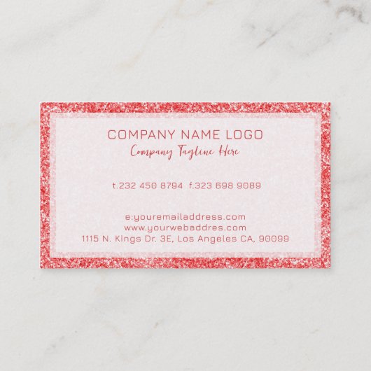 Licht blauw glazen glittertextuur met glans visitekaartje (Achterkant)