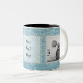 Licht blauw glitter-Afbeeldingen en tekstontwerp u Tweekleurige Koffiemok (Voorkant rechts)
