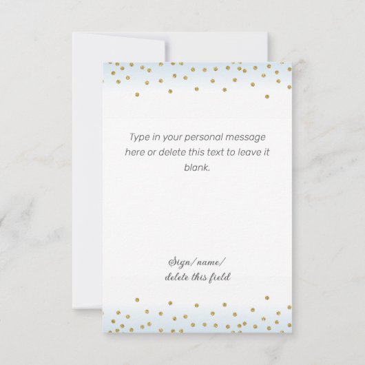 Licht blauw Glitter Boy Baby shower Sprinkle T Bedankkaart (Achterkant)