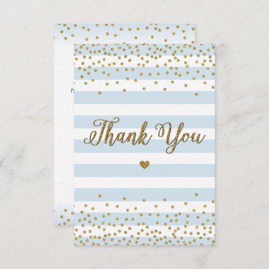 Licht blauw Glitter Boy Baby shower Sprinkle T Bedankkaart (Voorkant / Achterkant)