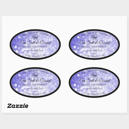 Licht blauw Glitter Product Packaging-Logo Ovale Sticker (Vel)