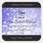 Licht blauw Glitter Product Packaging-Logo Vierkante Sticker (Voorkant)