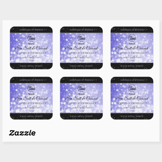 Licht blauw Glitter Product Packaging-Logo Vierkante Sticker (Vel)