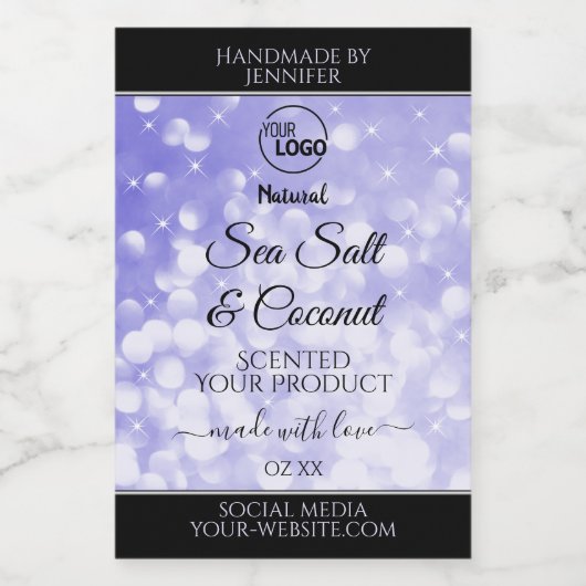 Licht blauw Glitter Product Packaging-Logo Voedselcontainer Etiket (Enkel label)