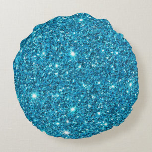 Licht blauw Glitter Round-Sierkussen Rond Kussen