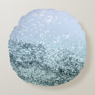 Licht blauw glitter voor seafoam #1 rond kussen