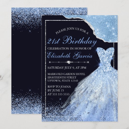 Licht blauw glitterklep & glam Edge 21 september Kaart (Voorkant / Achterkant)