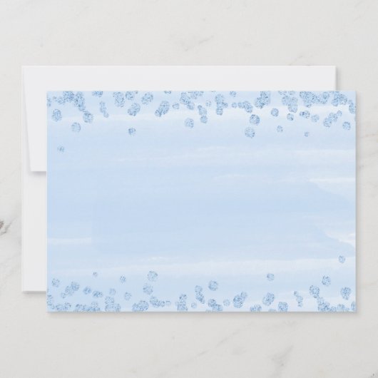 Licht Blauw Goud ONE 1e Verjaardag Foto Uitnodigin Kaart (Achterkant)